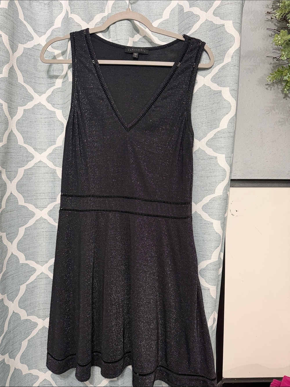 Sanctuary Black Sparkle V-Neck Mini Dress